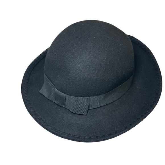 Vintage Classic Black Wool Hat Bowler Hat Made in Italy Hat Unisex - Picture 1 of 7